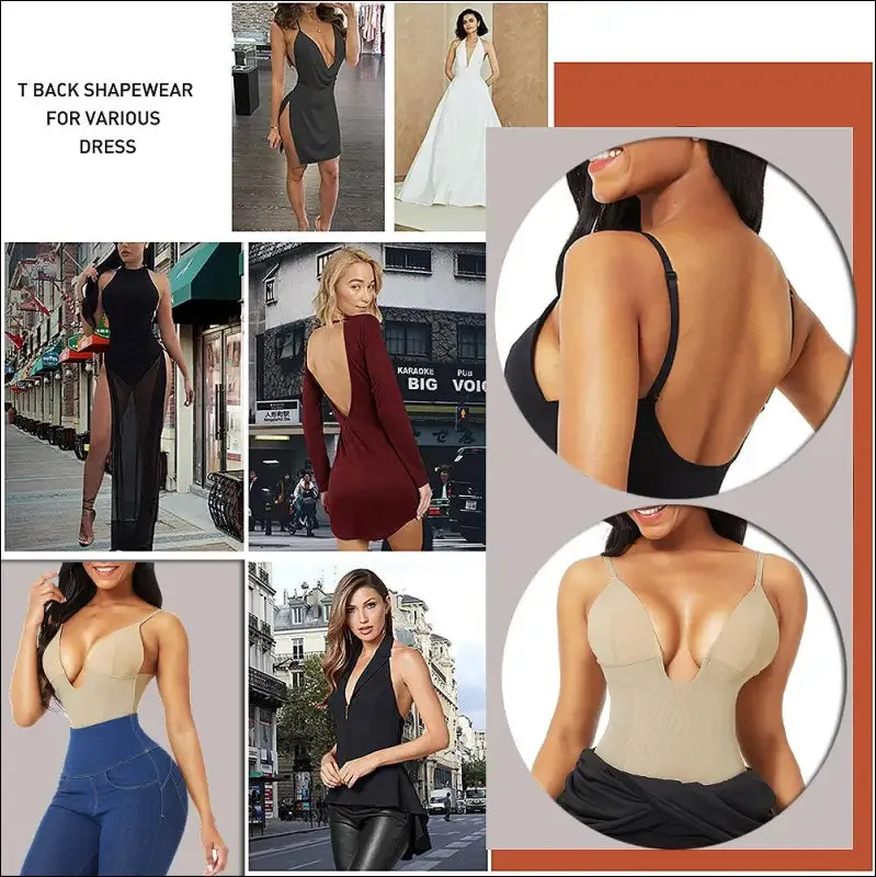Women corset sexy deep v backless bodysuit waist trainer thong shapewear weeding seamless underwear