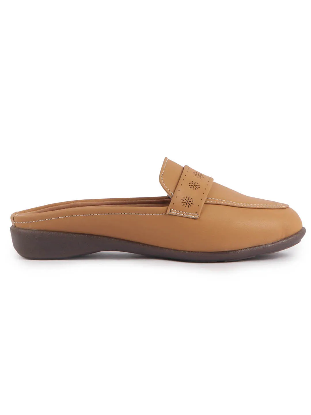 Women Perforated Strap Mule Wedge Formal Moccasin Casual Slip On Backopen Loafers Work Office Wear Shoes