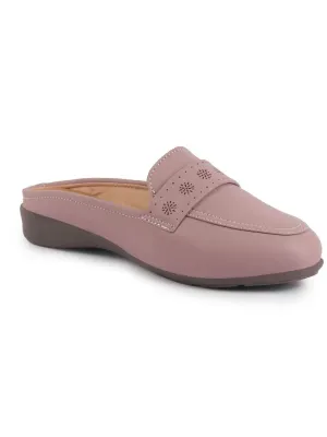Women Perforated Strap Mule Wedge Formal Moccasin Casual Slip On Backopen Loafers Work Office Wear Shoes