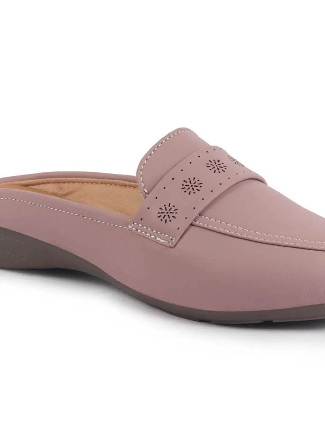 Women Perforated Strap Mule Wedge Formal Moccasin Casual Slip On Backopen Loafers Work Office Wear Shoes
