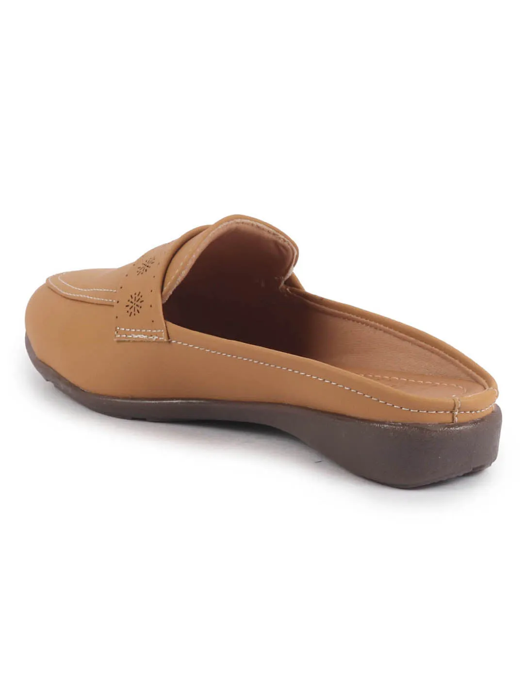 Women Perforated Strap Mule Wedge Formal Moccasin Casual Slip On Backopen Loafers Work Office Wear Shoes