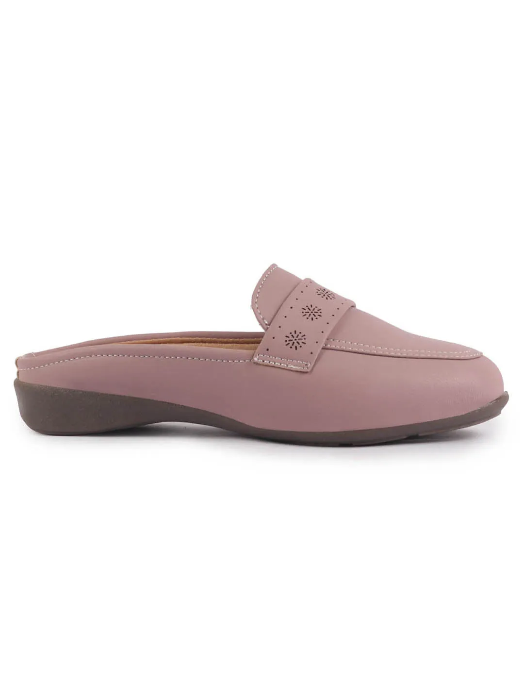 Women Perforated Strap Mule Wedge Formal Moccasin Casual Slip On Backopen Loafers Work Office Wear Shoes