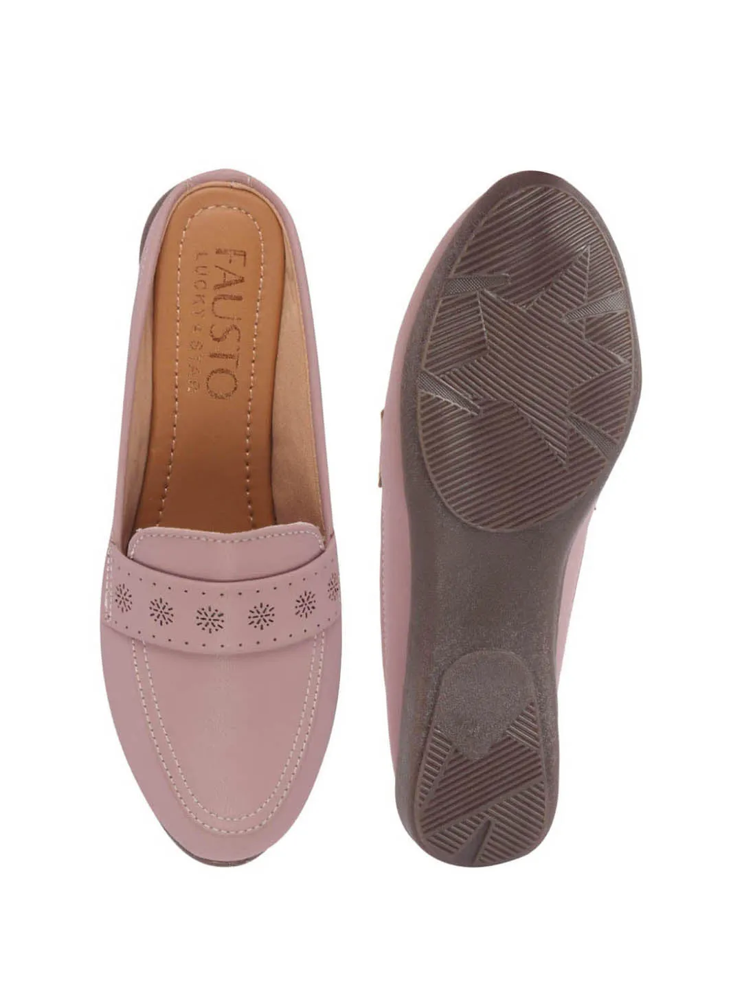 Women Perforated Strap Mule Wedge Formal Moccasin Casual Slip On Backopen Loafers Work Office Wear Shoes