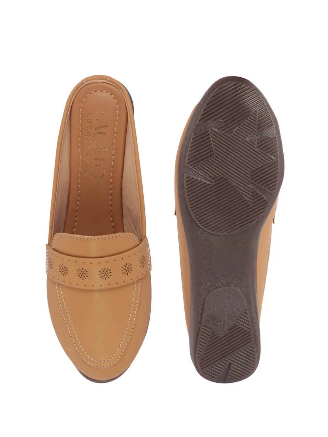 Women Perforated Strap Mule Wedge Formal Moccasin Casual Slip On Backopen Loafers Work Office Wear Shoes