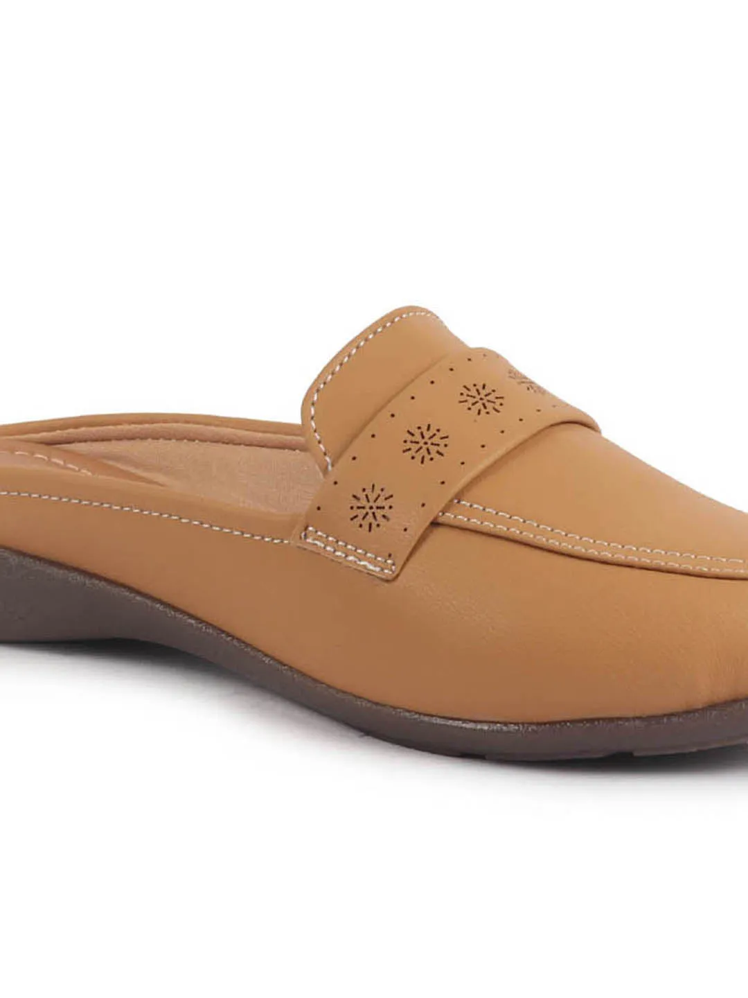 Women Perforated Strap Mule Wedge Formal Moccasin Casual Slip On Backopen Loafers Work Office Wear Shoes