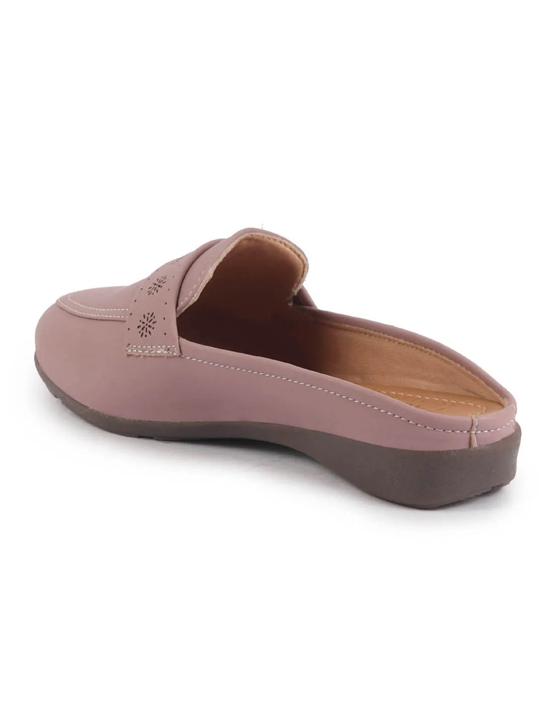 Women Perforated Strap Mule Wedge Formal Moccasin Casual Slip On Backopen Loafers Work Office Wear Shoes