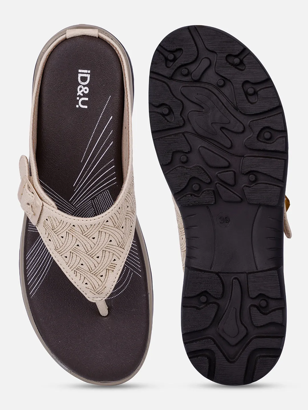 Women's Cream Thong Sandals (IU6006)