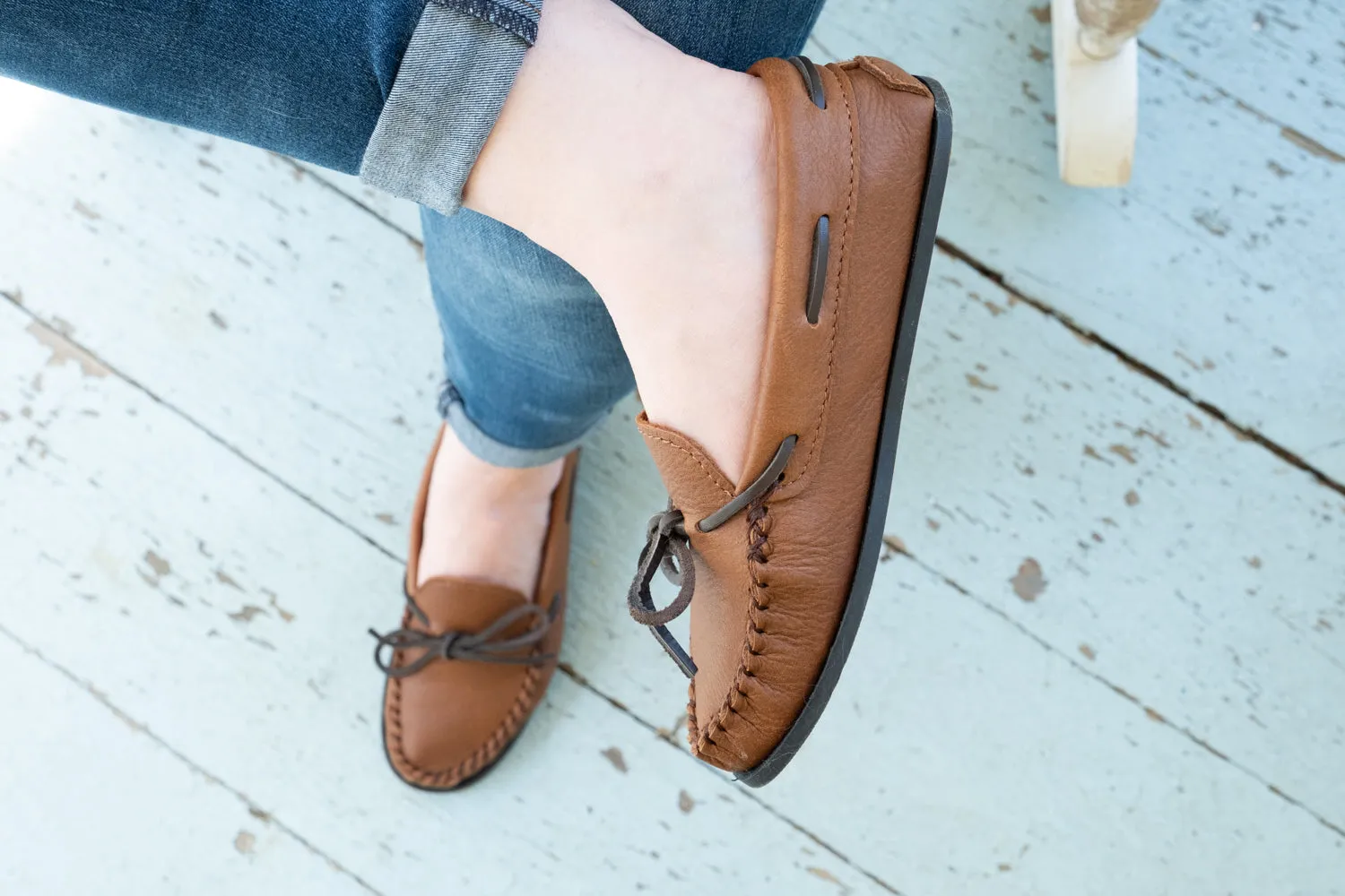 Women's Elk Hide Leather Moccasin Shoes