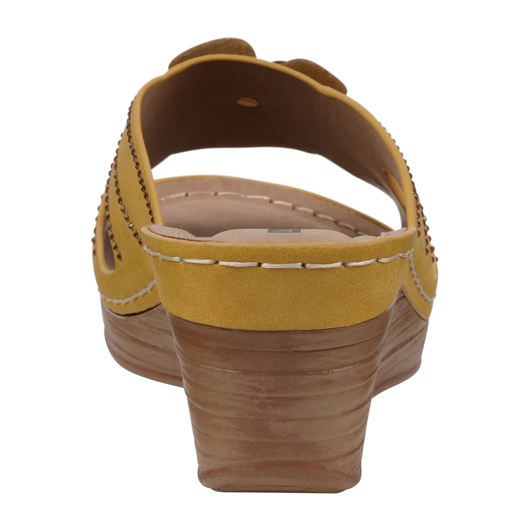 Women's Fiora Yellow Floral Wedge Sandals