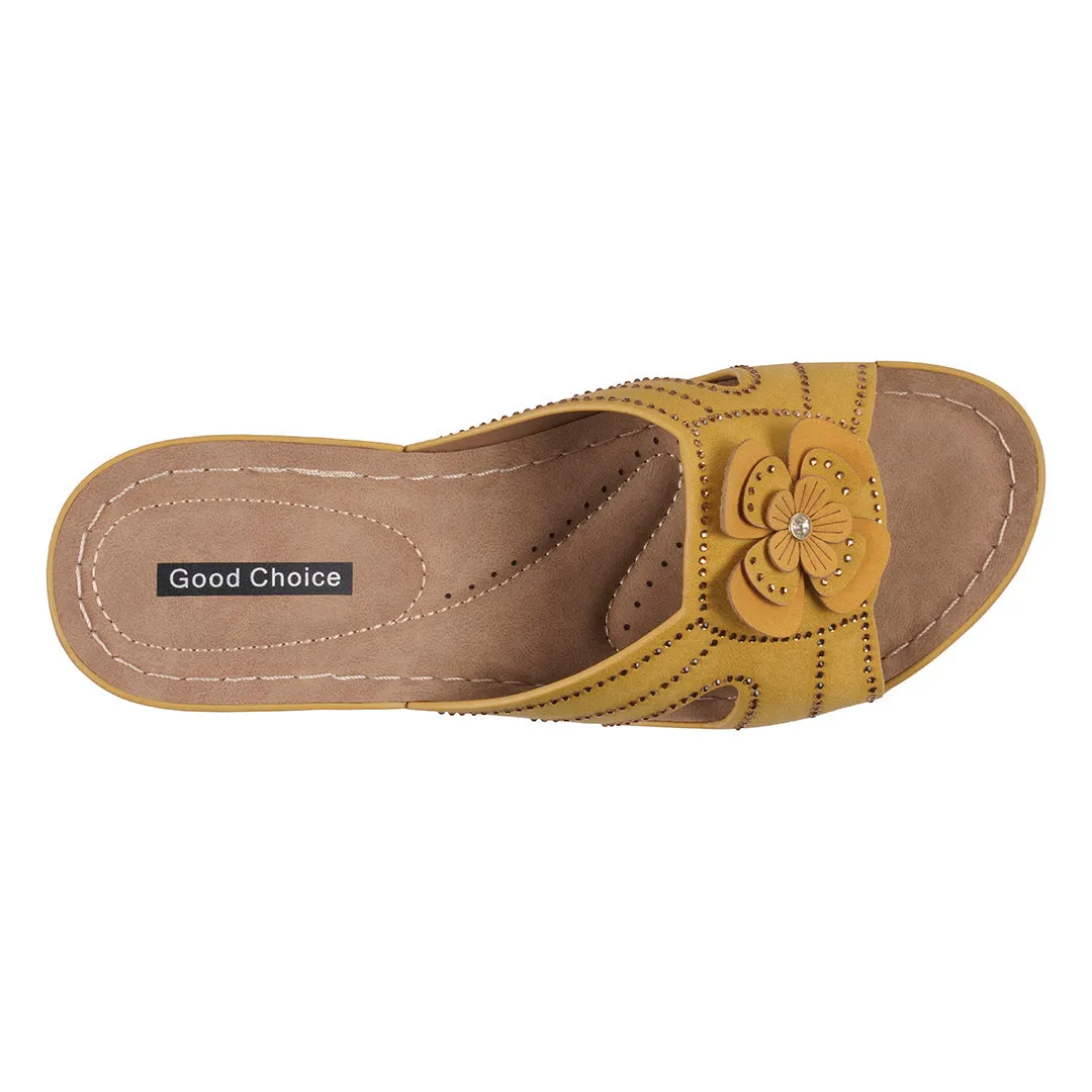 Women's Fiora Yellow Floral Wedge Sandals