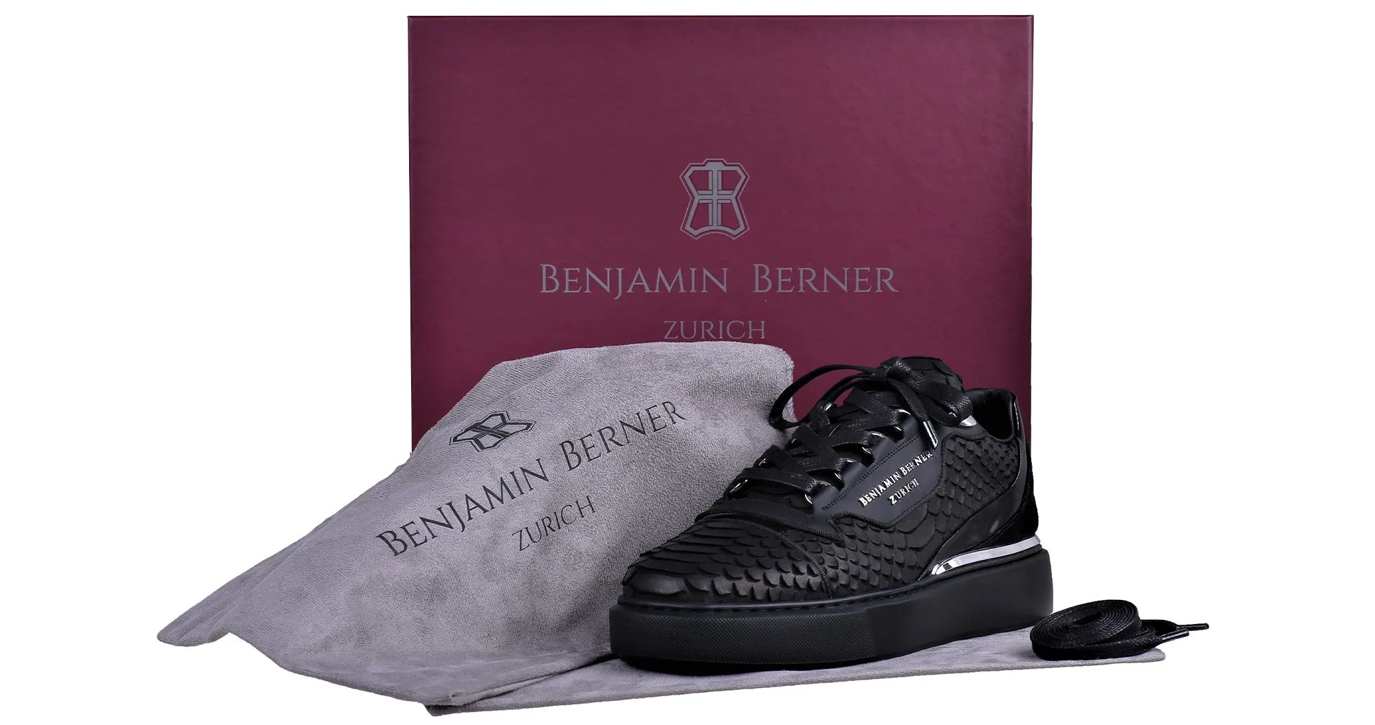 Women's Low-Top BNJ RAPHAEL BLACK PYTHON CUT-MATT NAPPA