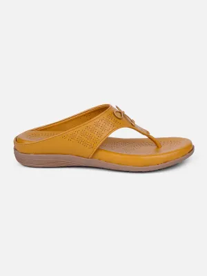 Women's Mustard Thong Sandals (IU6010)