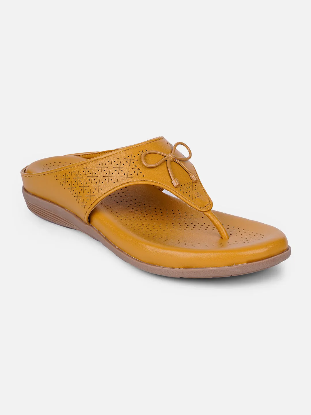 Women's Mustard Thong Sandals (IU6010)