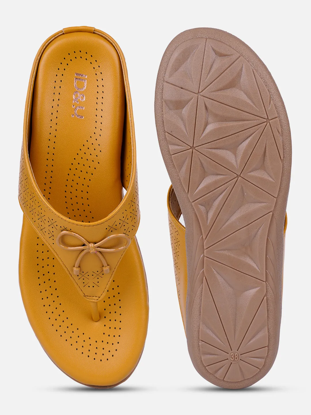 Women's Mustard Thong Sandals (IU6010)