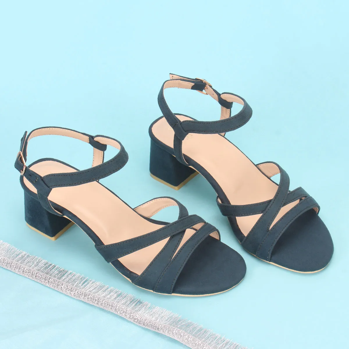 Womens "SAVON" Crossover Strap Block Heeled Sandals