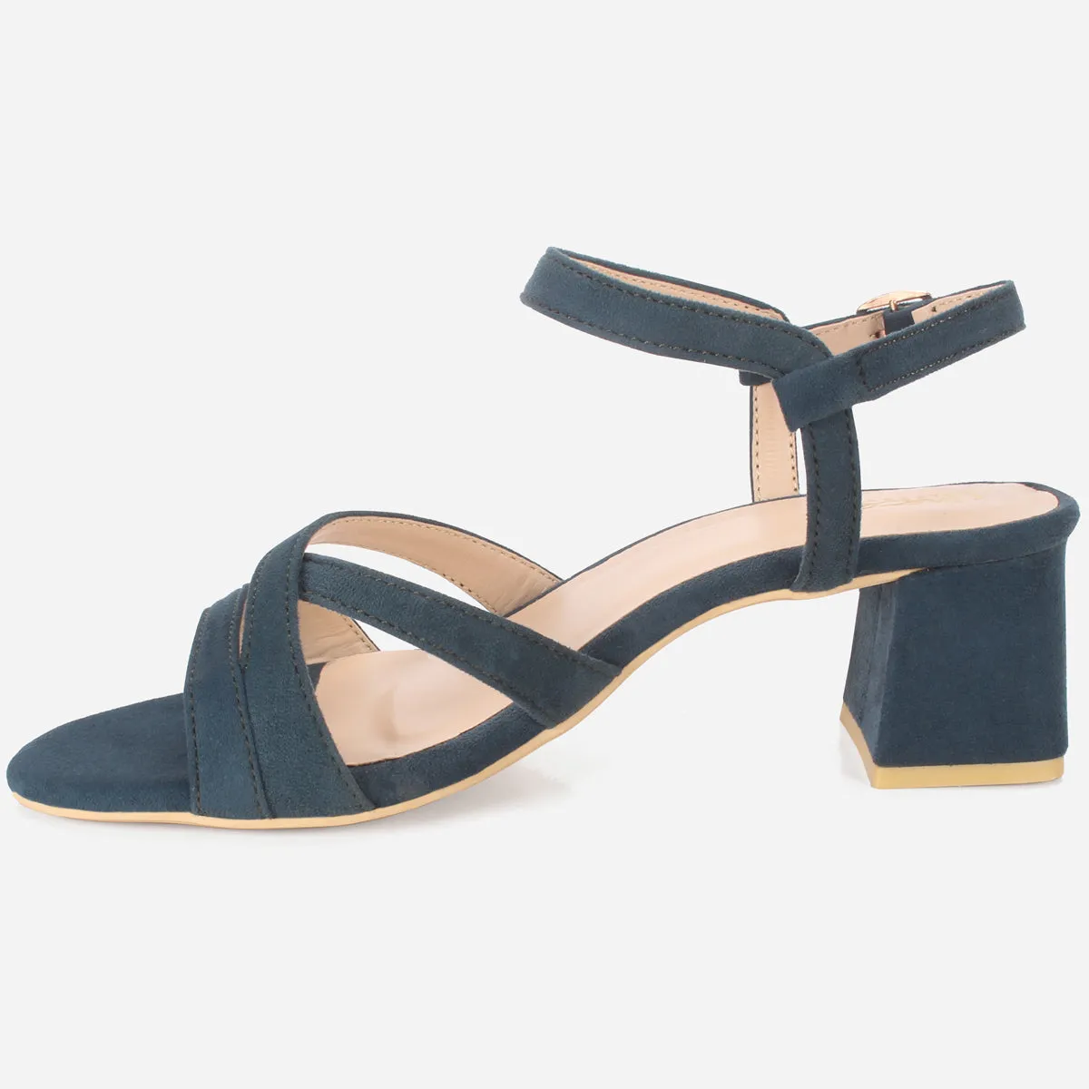Womens "SAVON" Crossover Strap Block Heeled Sandals