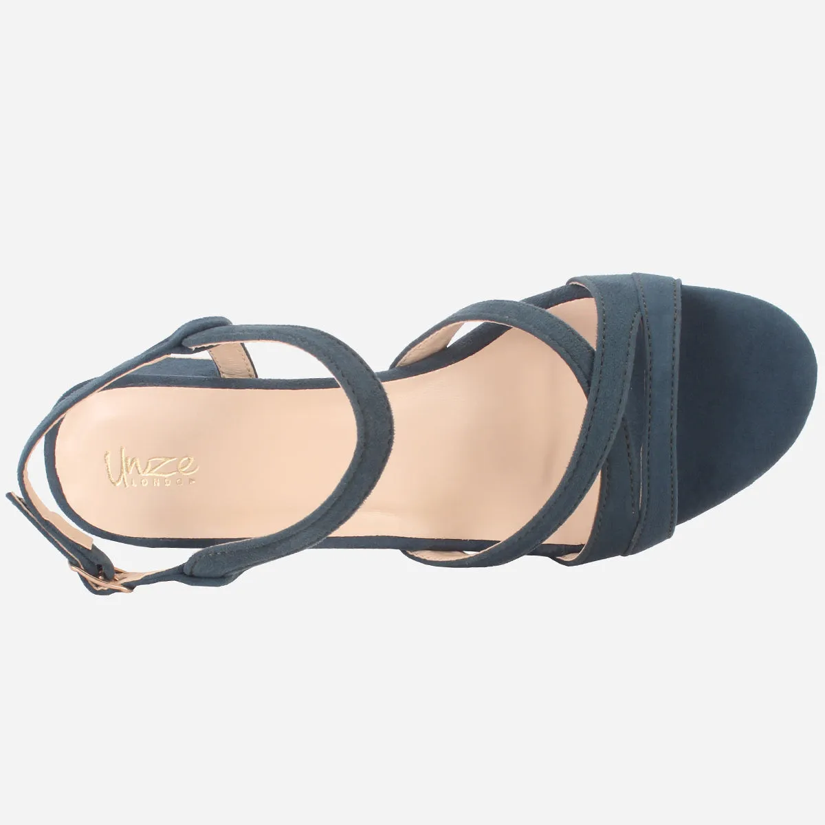 Womens "SAVON" Crossover Strap Block Heeled Sandals