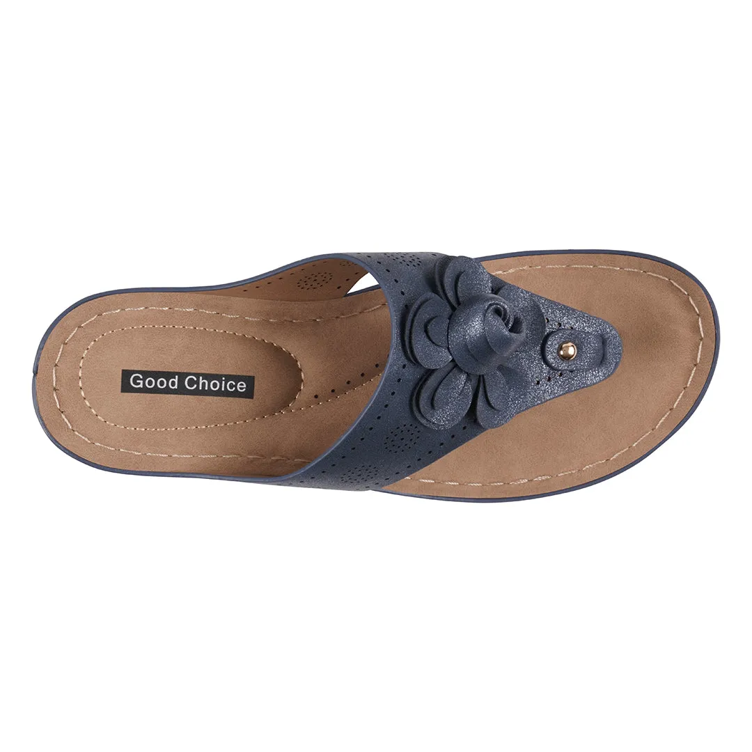Women's Willa Blue Floral Wedge Sandals