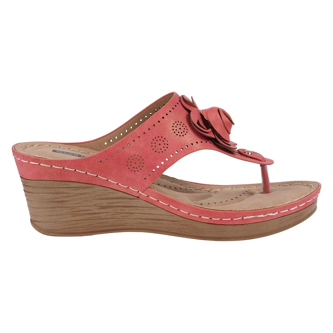 Women's Willa Red Floral Wedge Sandals