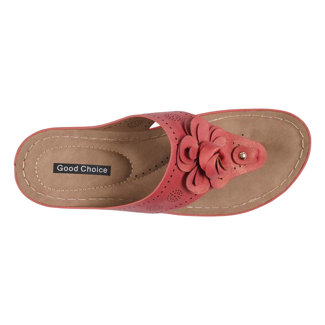 Women's Willa Red Floral Wedge Sandals