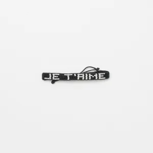 Woven JE T'AIME Bracelet - Black/White