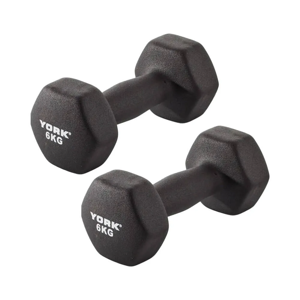 York Neoprene Hex Dumbbells 2 x 6kg