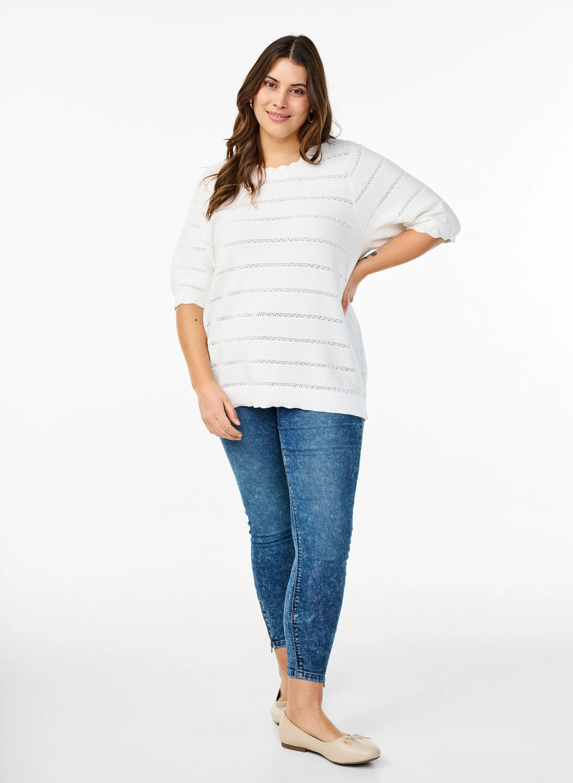 Zizzi Elsa Knit in White